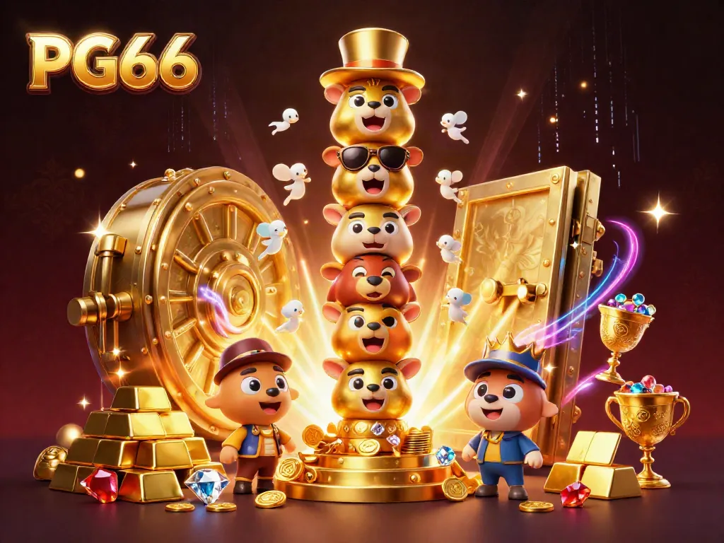 PG66's dynamic online casino scene showcasing a golden totem pole among treasures, embodying vibrant gambling action.