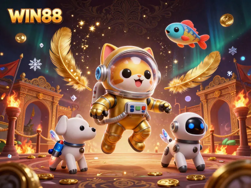 Experience thrilling wins with WIN88 in a cosmic casino adventure surrounded by dazzling elements.