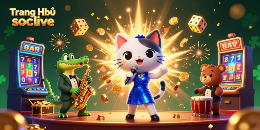 Experience thrills with the dynamic scene of Trang Chủ socolive in an exciting casino atmosphere, showcasing vibrant characters and action elements.