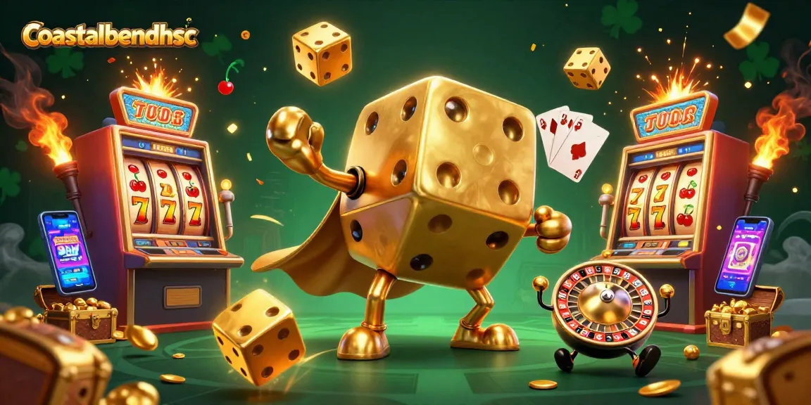 Gulir dadu emas besar dan simbol slot dalam adegan mengesankan untuk coastalbendhsc.