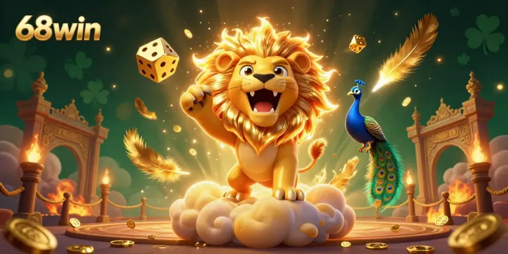Experience the excitement of 68win as dynamic characters and casino elements collide in a vibrant digital illustration.