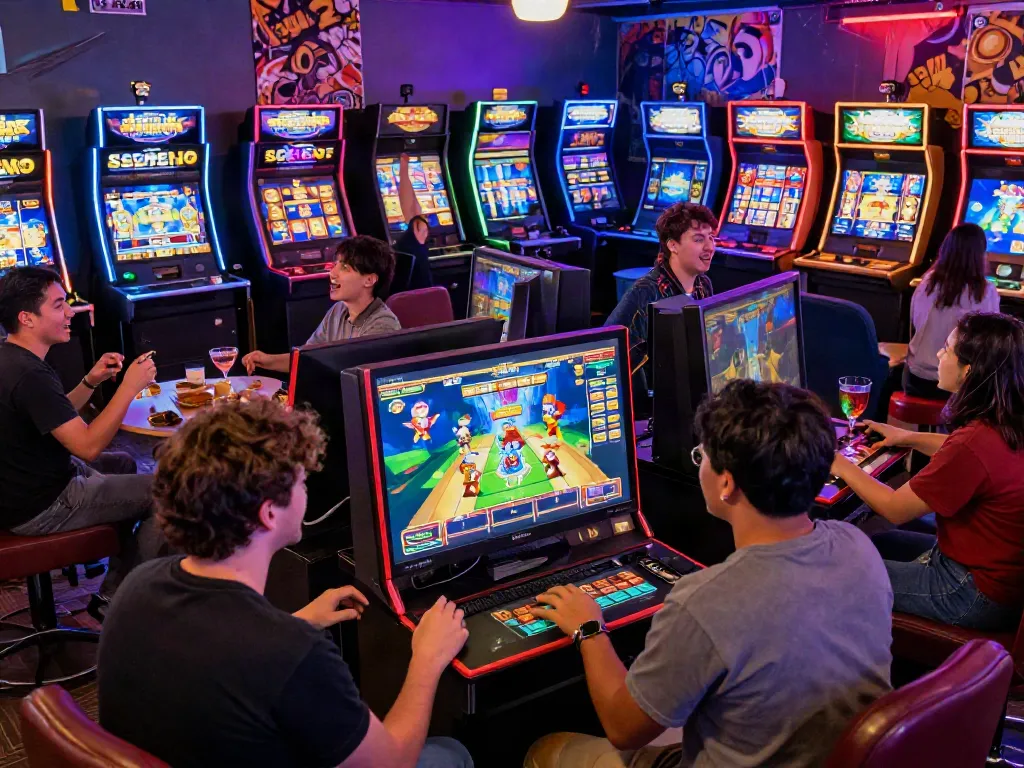 Exciting gaming atmosphere featuring players enjoying situs slot gacor with vibrant visuals.
