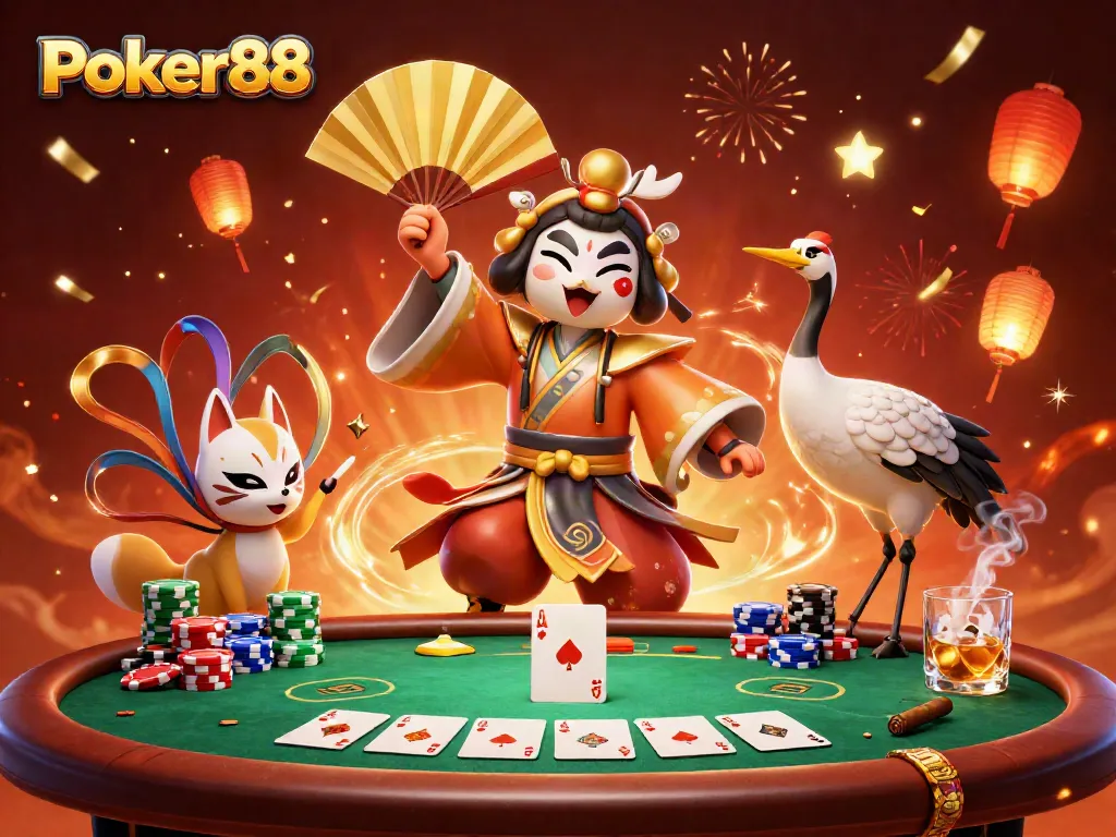 Experience thrilling Poker88 action with vibrant characters and dynamic poker elements.