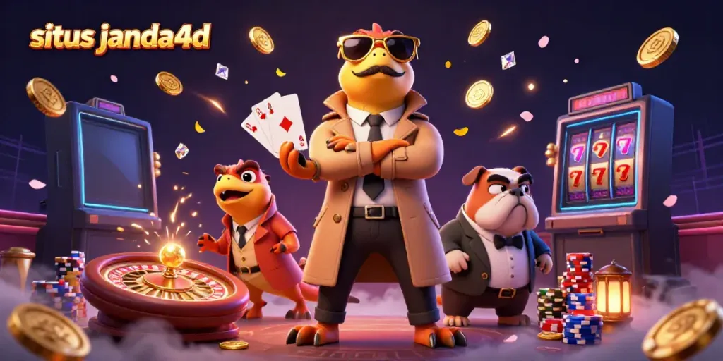 Rasakan keseruan bermain situs janda4d di ilustrasi 3D dengan raptors dan bouncer di kasino.