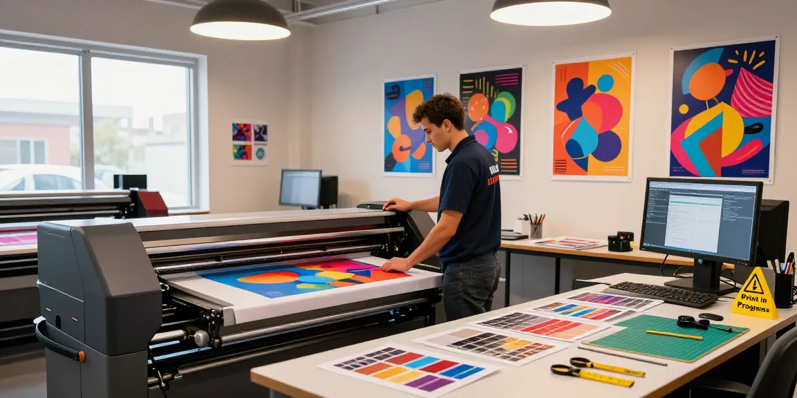 Creating engaging prints with Poster Printer Machines in a vibrant studio.
