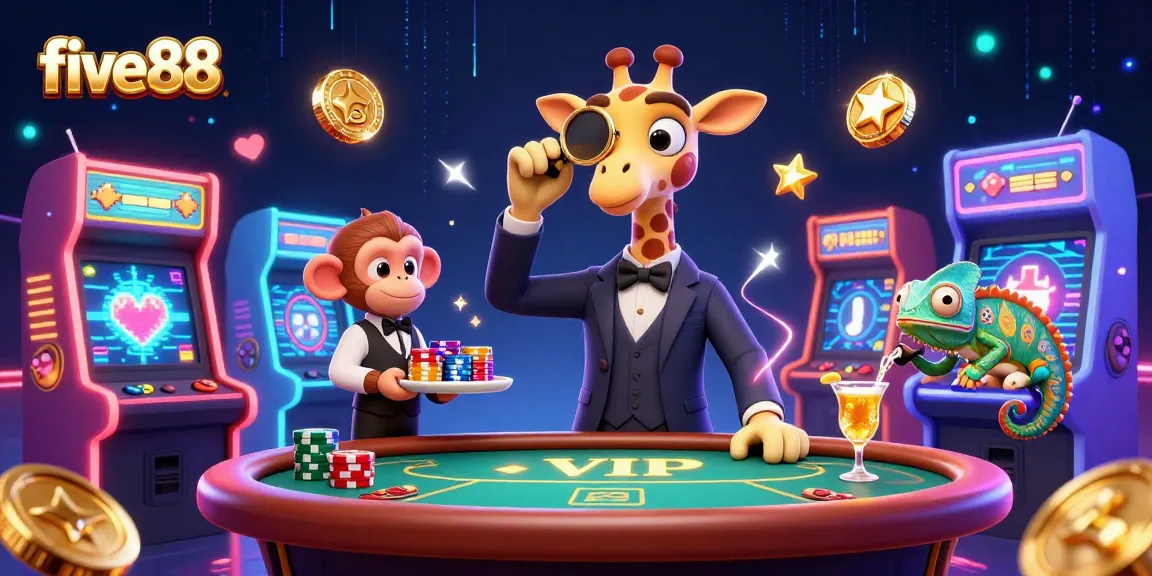 Experience the thrill of gaming with five88's vibrant casino illustration featuring excitement and strategy.