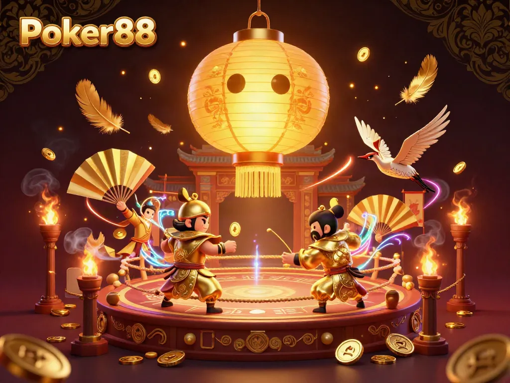 Engage in thrilling poker gameplay at Poker88 with vibrant casino elements in a stunning illustration.