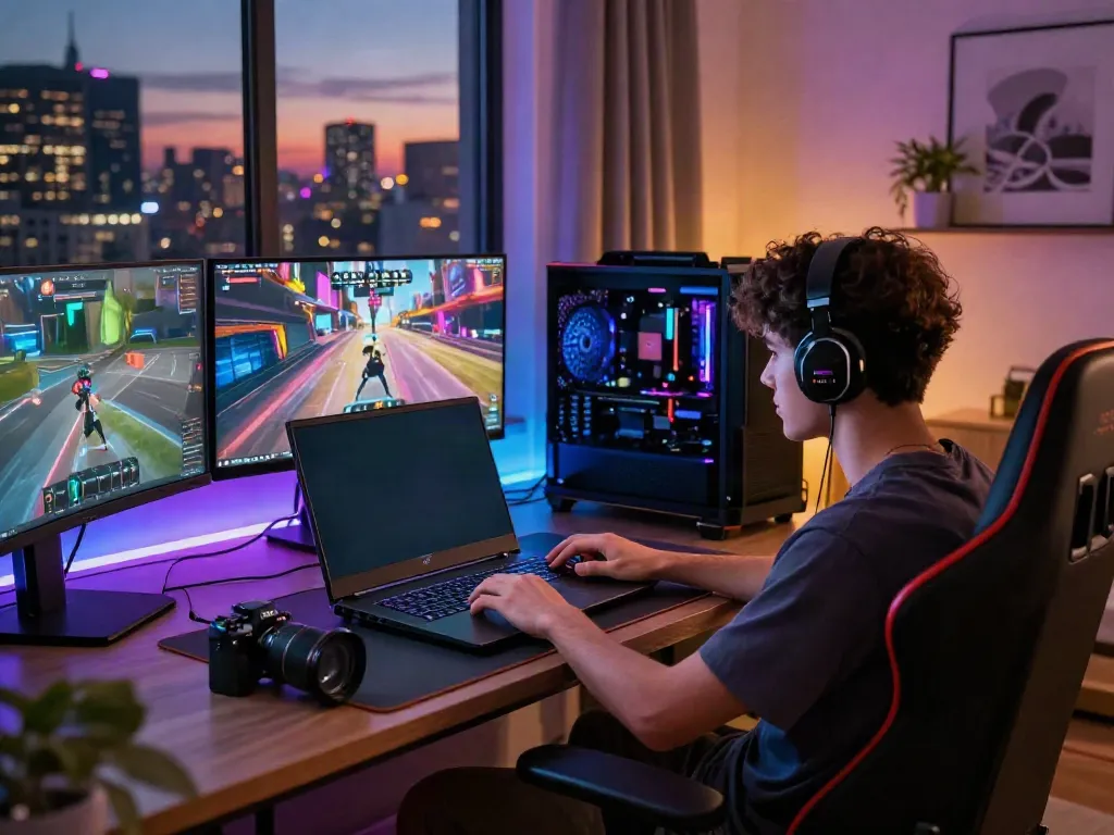 Engaged player in a luxurious gaming setup exploring luxury12 online games.