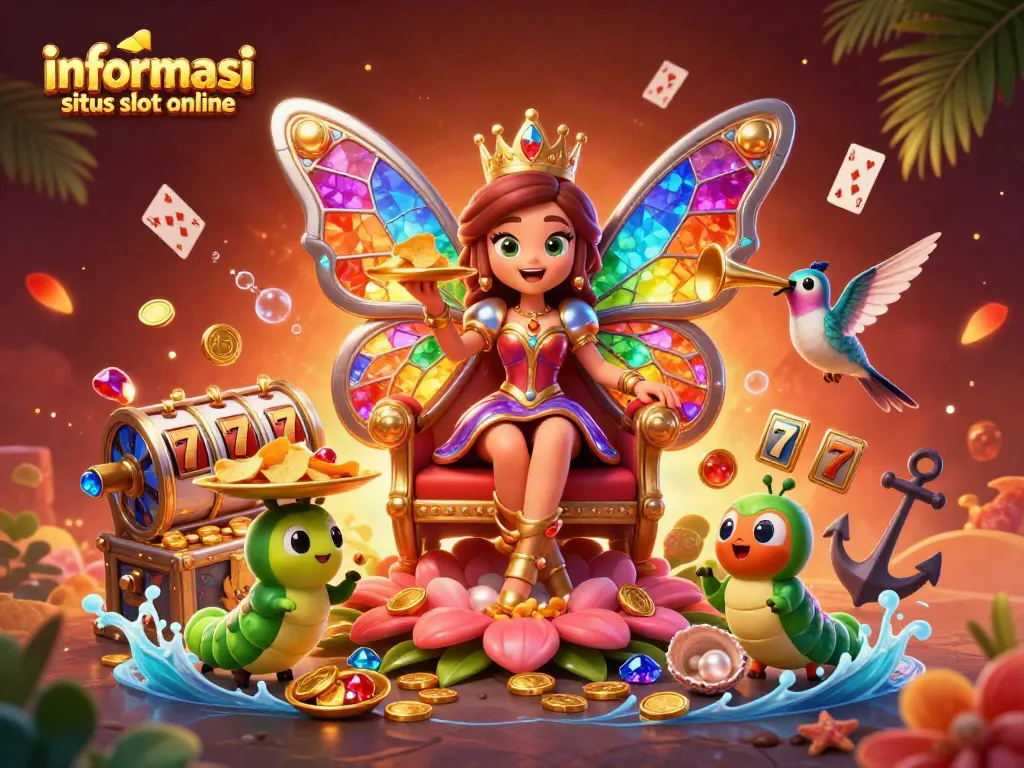 Slot88 online dengan informasi situs slot online yang menarik dalam ilustrasi 3D penuh warna.