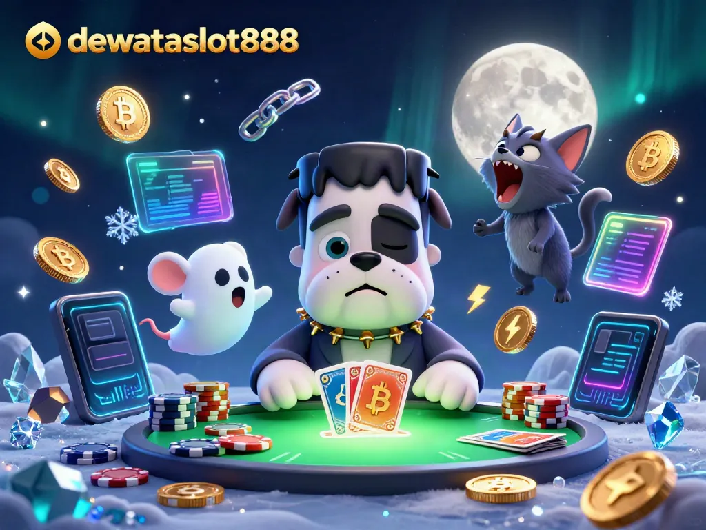 Mainkan dewataslot888 dengan Frankenstein bulldog dalam ilustrasi kasino yang mengasyikkan.