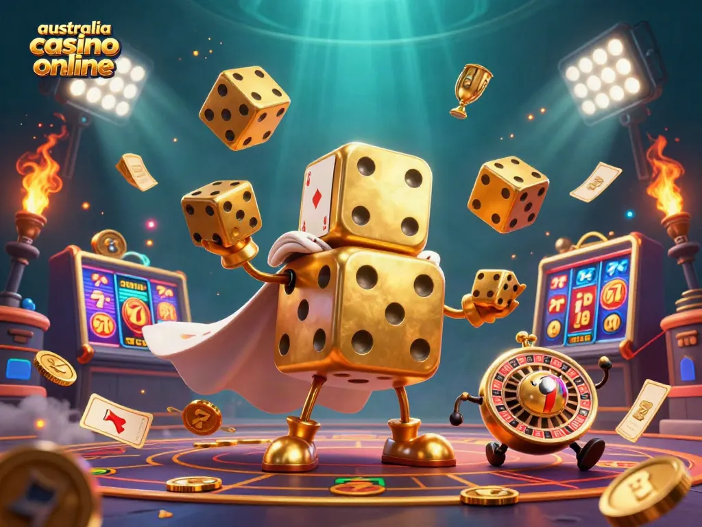 Experience thrilling slots with our golden dice golem and vibrant gaming elements at australia casino online.