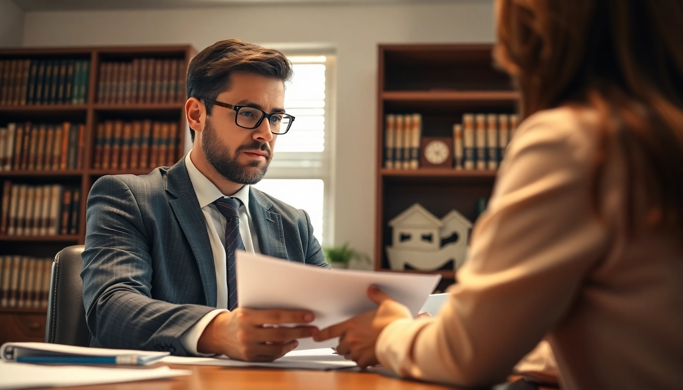 Clearwater truck accident attorney consulting with a client in a bright office environment.