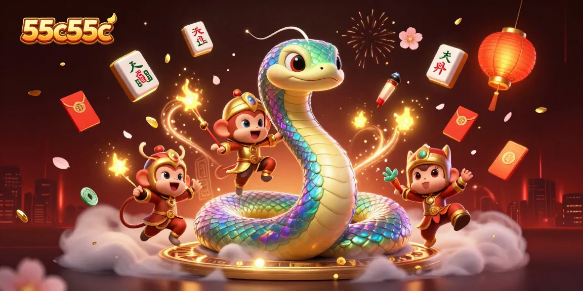 Ilustração 3D vibrante de 55c55c com criaturas de cassino e elementos místicos, criando um cenário envolvente.