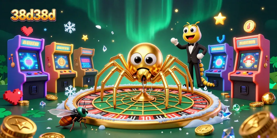 Aposte com 38d38d em uma cena vibrante de cassino, onde uma aranha dourada gira uma teia em forma de roleta.
