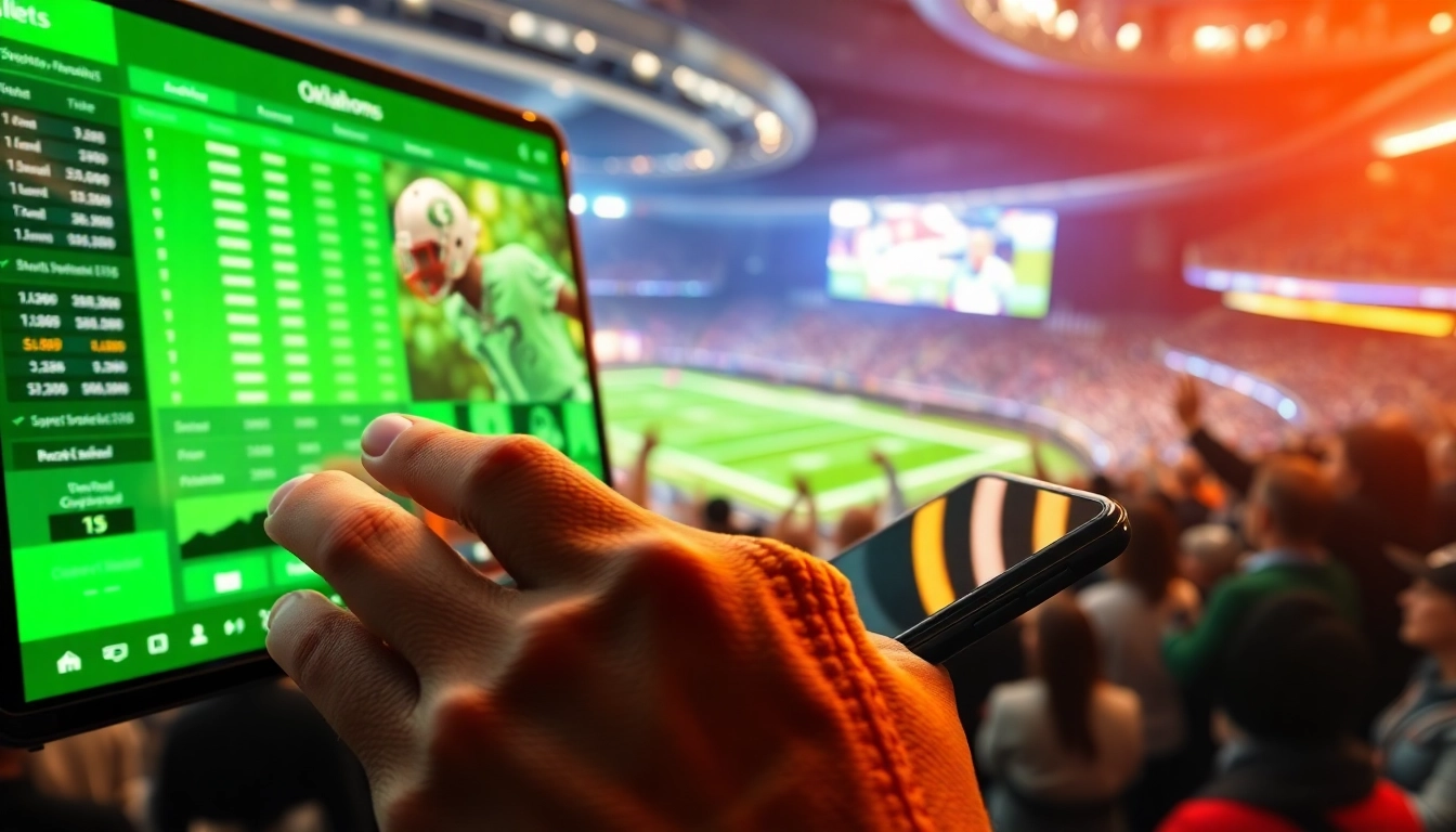 Explore dynamic online sportsbooks Oklahoma with excited bettors engaging on digital platforms.