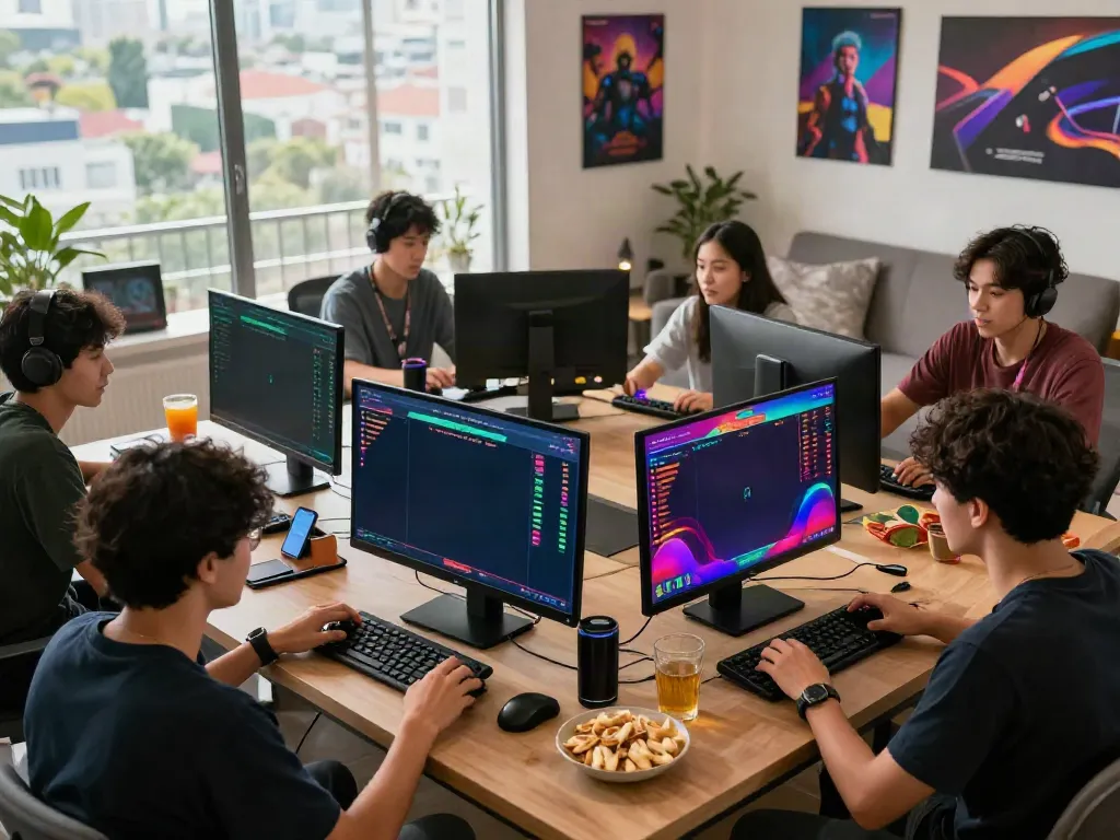 Players engaging in amanahtoto online togel betting in a cozy living room.