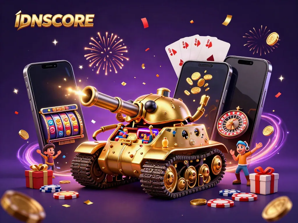 Engage with IDNSCORE's thrilling casino experience inside a golden beetle tank.
