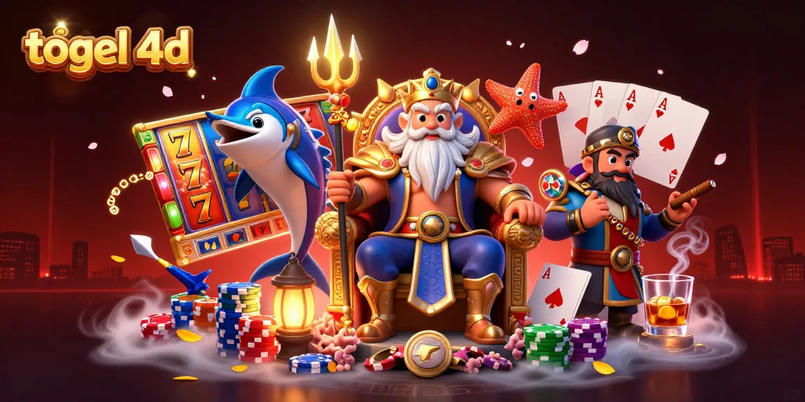 Engage in thrilling togel 4d action amid vibrant casino visuals with slot reels and poker chips.