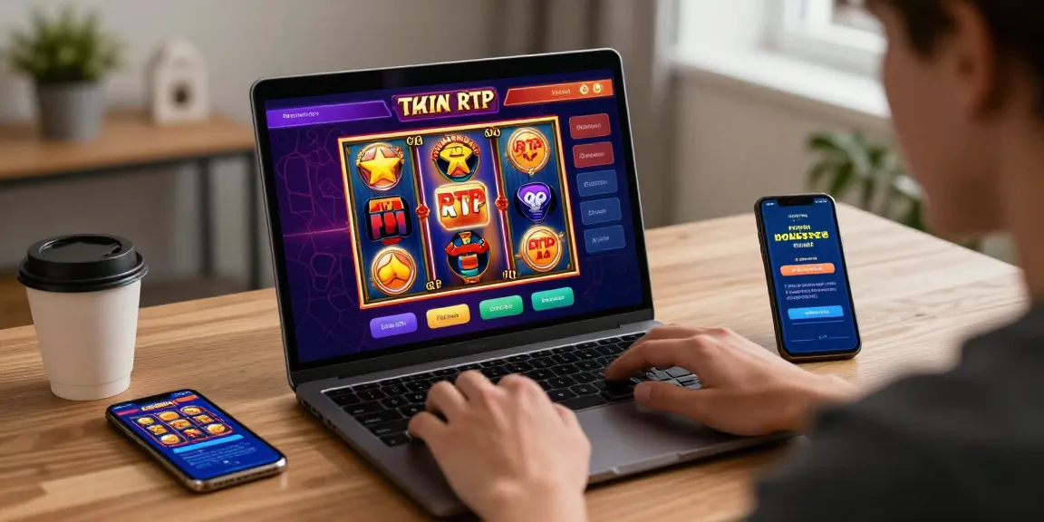 Pengguna CR777 bermain slot online dengan antarmuka menarik dan indikator RTP tinggi di ruang kerja yang nyaman.