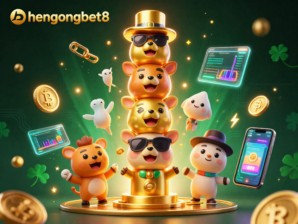 Witness hengongbet8 in action with a vibrant 3D casino scene featuring a magical totem pole and crypto elements.