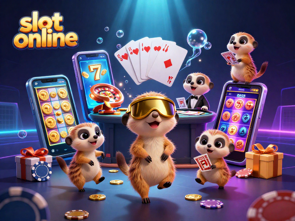 Experience the thrill of slot online gaming with meerkats managing a colorful casino!