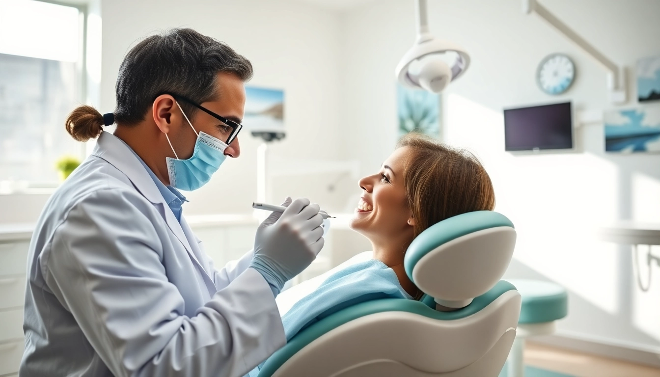 Dedicated north edmonton orthodontist examining a patient in a modern clinic setting.