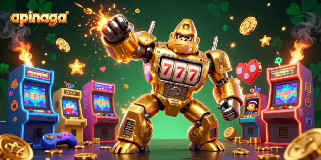 Join the thrilling apinaga gaming experience with a vibrant, dynamic casino scene full of action.