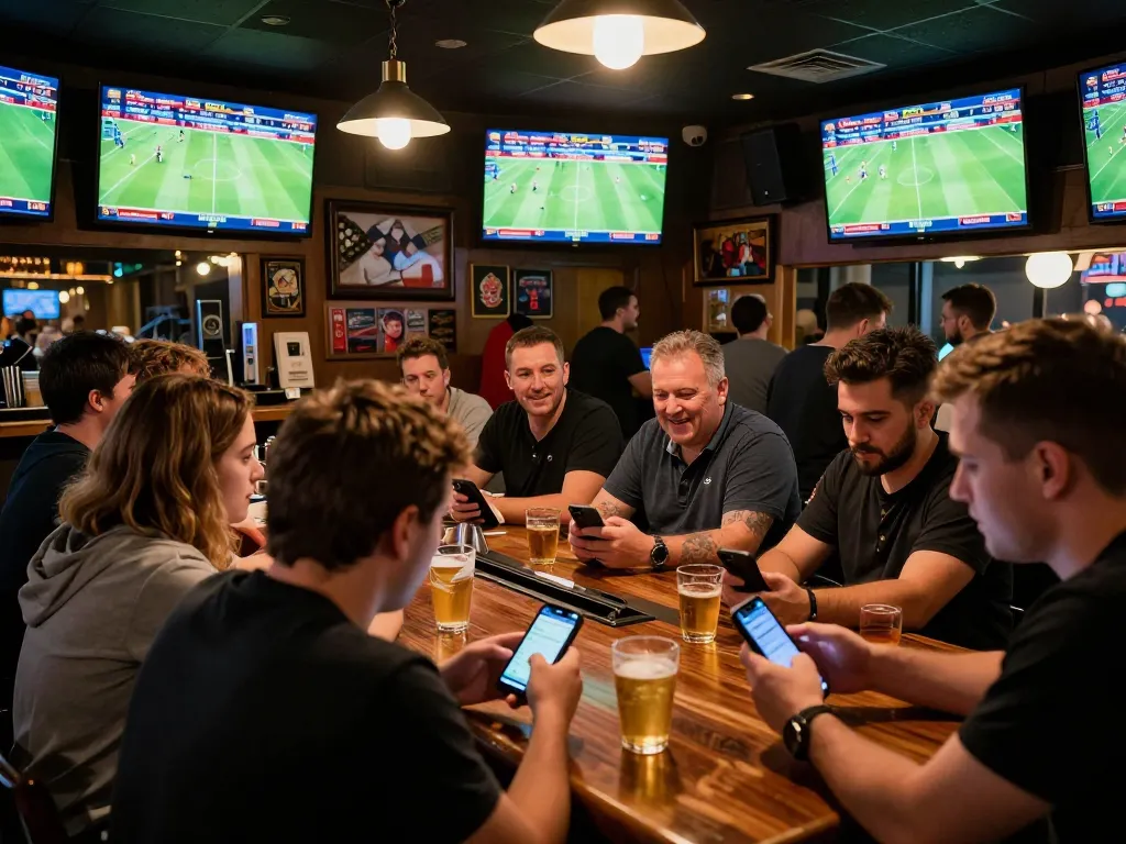 Migliori siti scommesse stranieri showcased through an exciting sports betting scene, patrons engaged in betting activity.