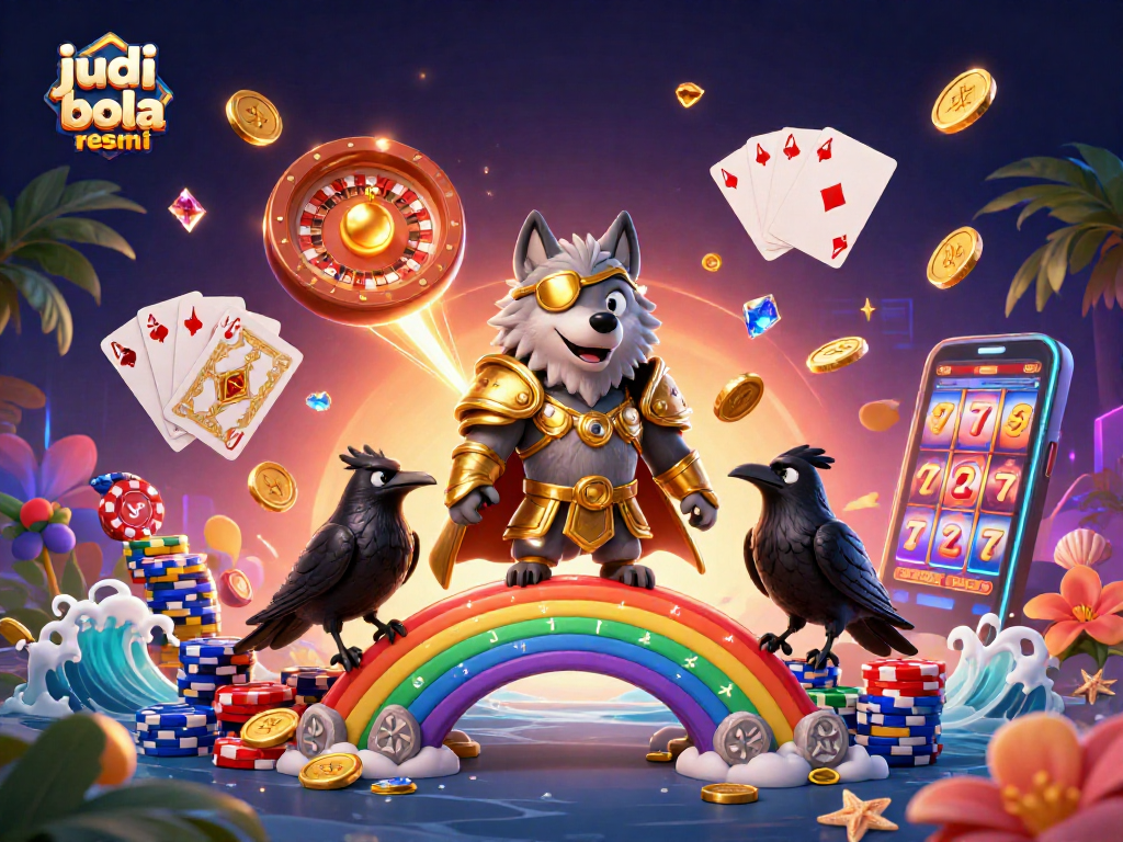 Experience judi bola resmi excitement with a dynamic scene featuring Odin and treasures in a casino setting.