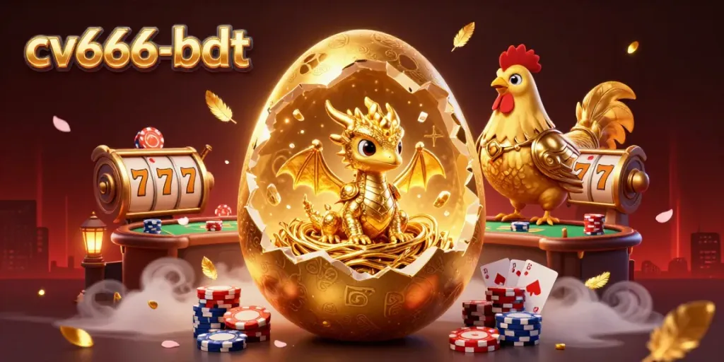 Experience cv666-bdt's enchanting world with a golden dragon and casino games.