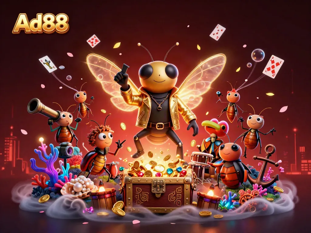 Ad88 brings excitement with a 3D rock star and vibrant underwater treasures, enhancing your gaming journey.