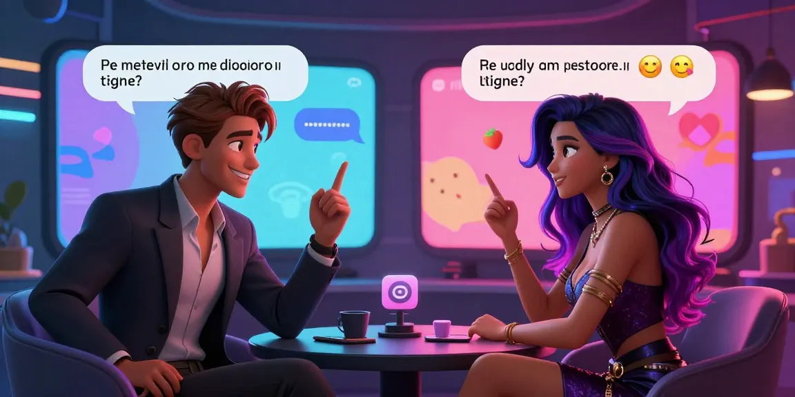 Engaging ai chat nsfw scene featuring animated characters interacting in a vibrant digital lounge environment.