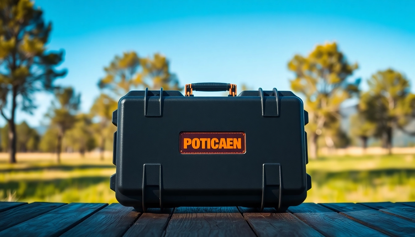 Showcasing a pelican rifle case in an outdoor setting, highlighting durability and design features.