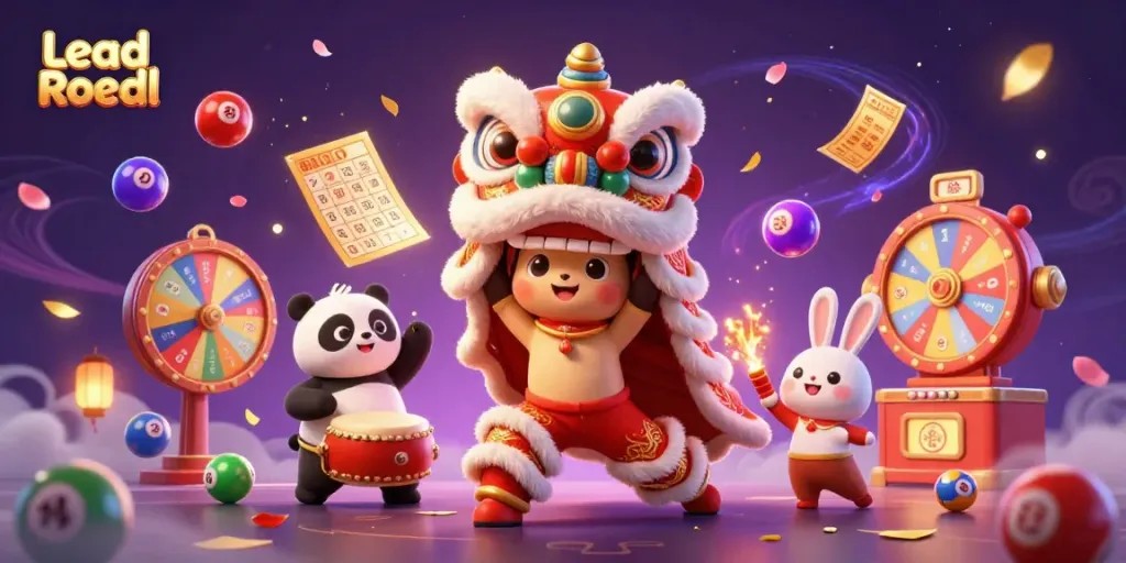 Engage with Lead Roedl's vibrant celebration of luck and chance illustrated in a dynamic casino scene filled with lottery elements.