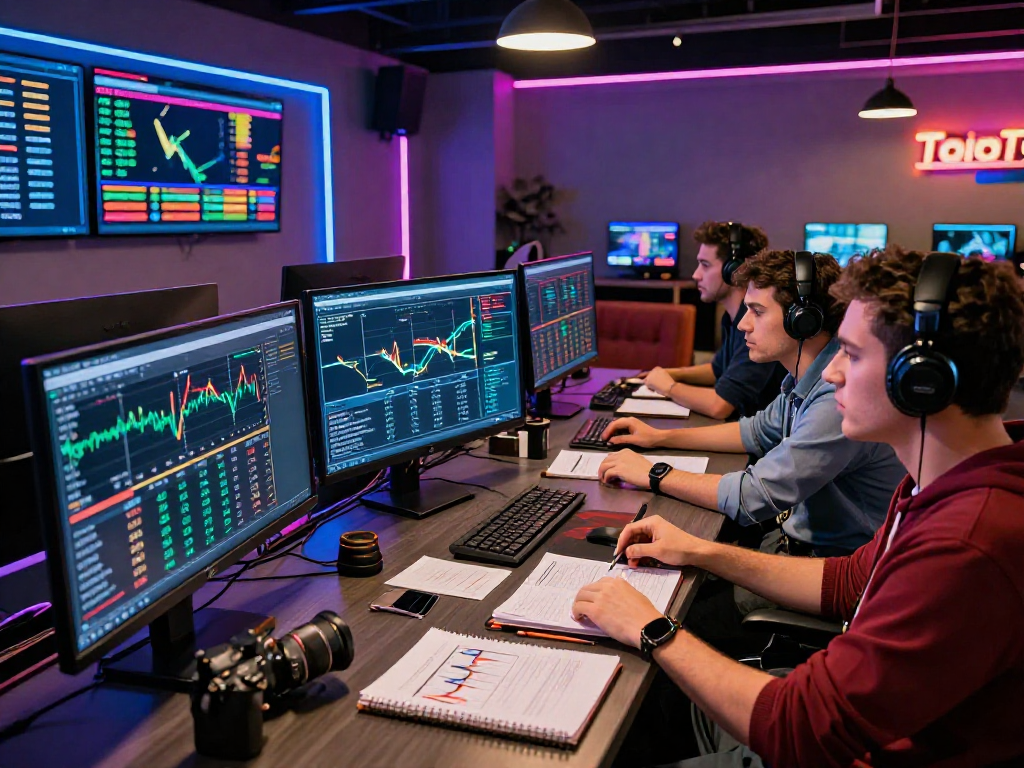 Dynamic gambling analysis at oxbet betting office with professionals reviewing trends.