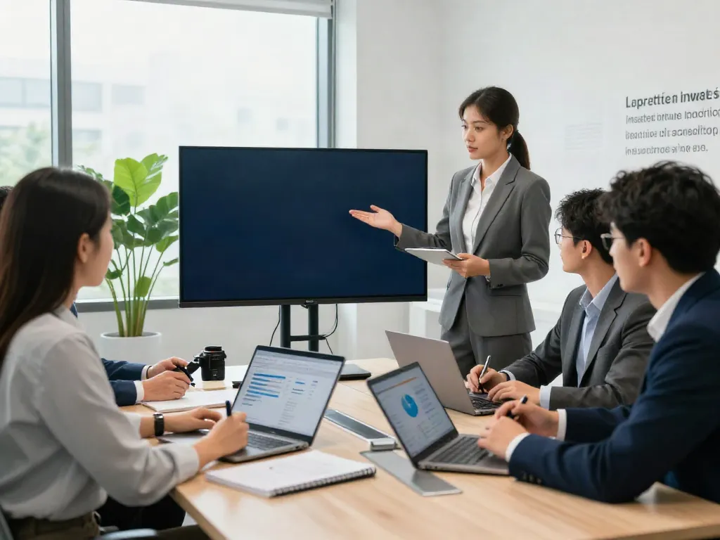 Team discussing the latest insurance news updates in a modern office setting.