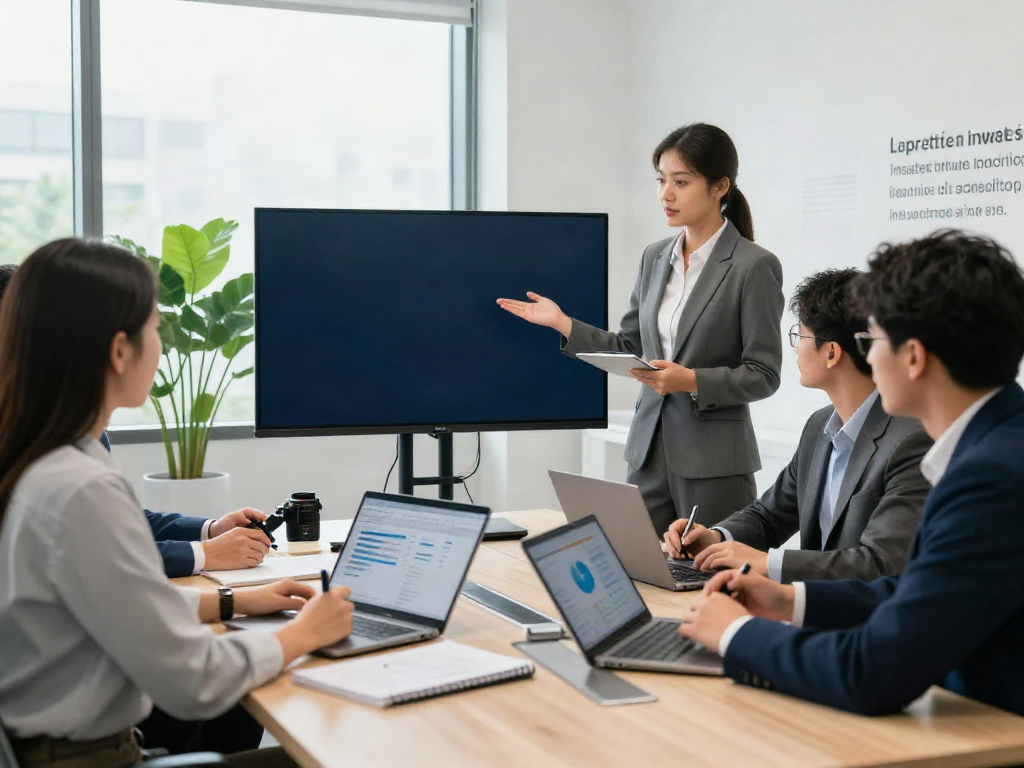 Team discussing the latest insurance news updates in a modern office setting.