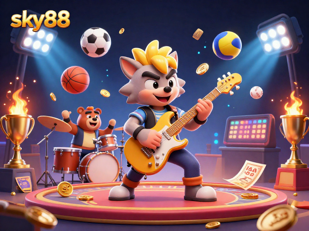 Experience the excitement at sky88 with vibrant 3D characters and dynamic sports betting elements.