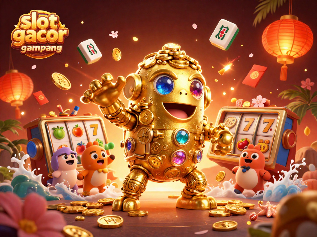 Experience the excitement of slot gacor gampang menang with vibrant, cartoon-style casino illustration.