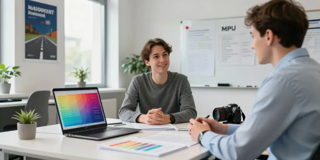 Focused consultation on mpu vorbereitung hannover with psychologist in modern office