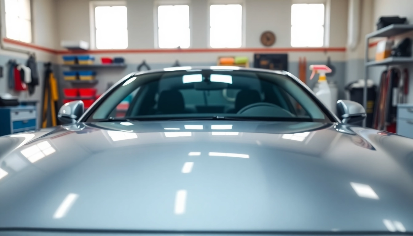 Auto detailing Cleveland TN showcasing a polished car in a bright, organized garage.