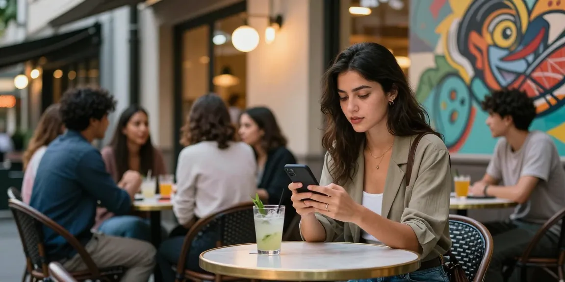 Gái gọi trong không gian quán cafe hiện đại với bạn bè và đồ uống hấp dẫn.