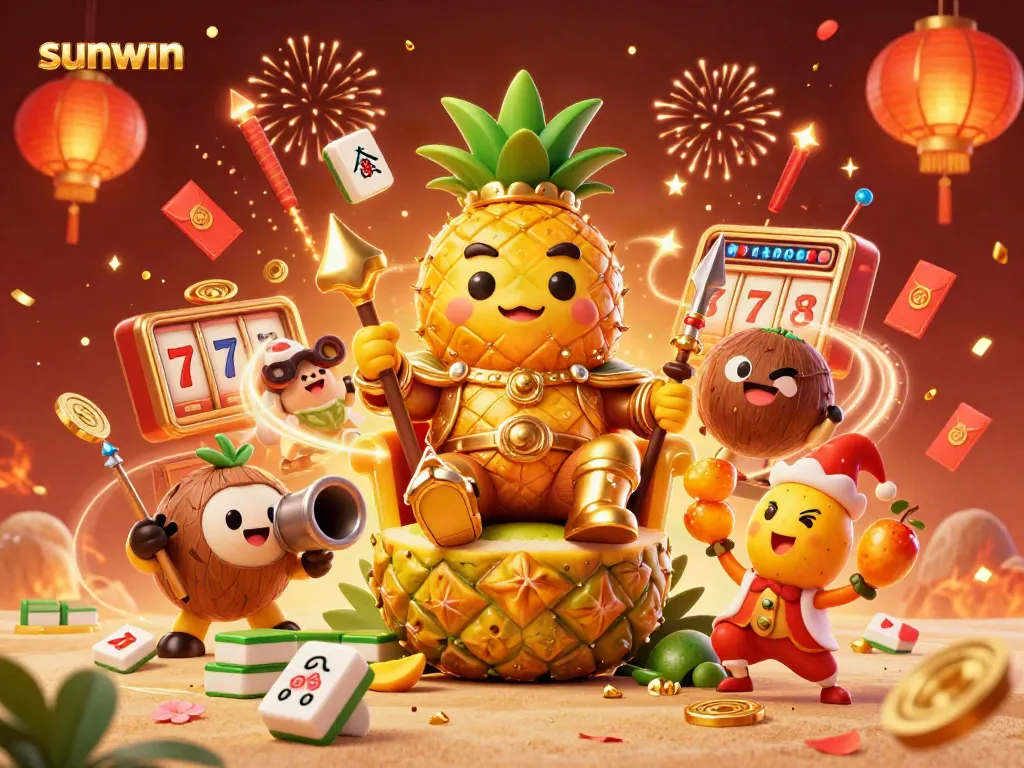 Experience the thrill of sunwin gaming with golden symbols and vibrant casino elements.