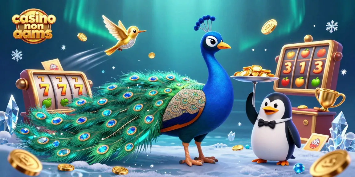 Giocando nei migliori casino non AAMS con slot e simboli luccicanti in un'illustrazione vivace.