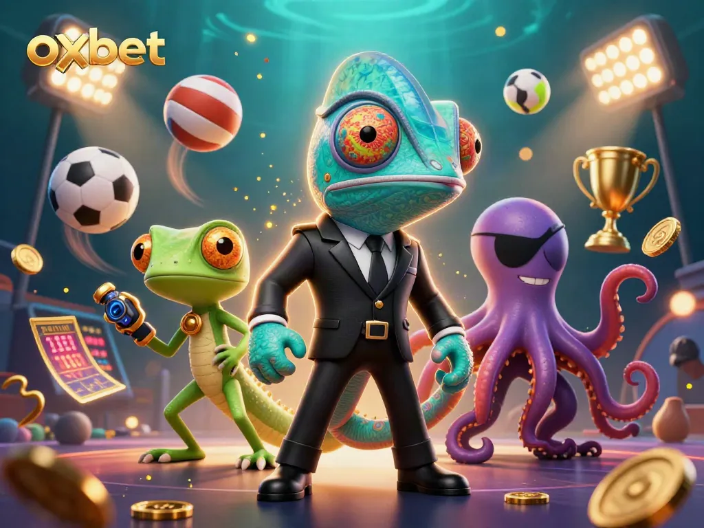 Experience the thrill of oxbet with vibrant casino elements in an engaging 3D illustration.