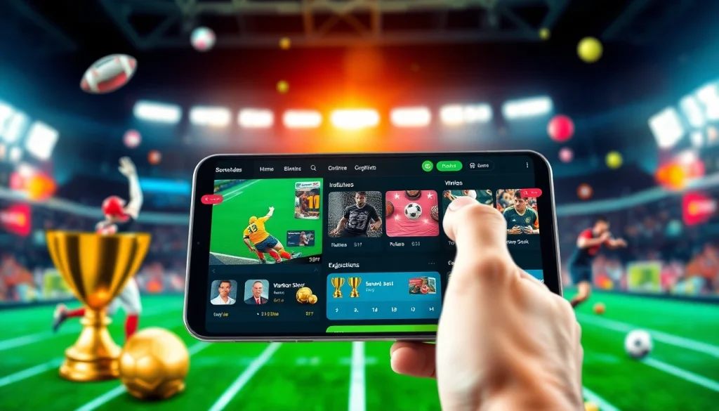Explore online sportsbooks India showcasing a vibrant app interface with sports visuals.