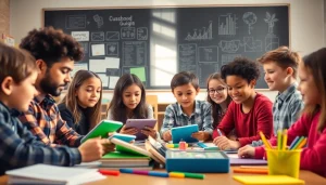 Engaged students in an Education-focused classroom with collaborative learning activities.