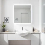 Besonderer spiegelschrank led mit modernen Designelementen und Beleuchtung im Badezimmer.