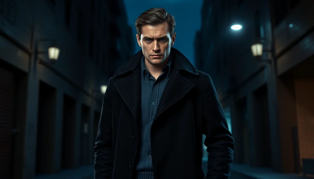 Detective in suspenseful urban scene, illustrating themes better than Jack Reacher.