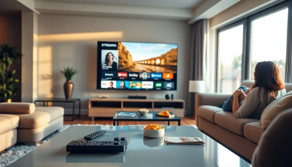 Enjoying iron tv in a cozy modern living room with snacks and natural lighting.